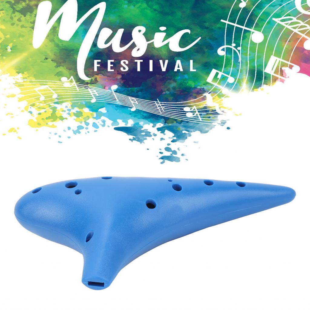 เครื่องดนตรีเล่นง่ายพลาสติก Ocarina สีฟ้าสำหรับมือใหม่