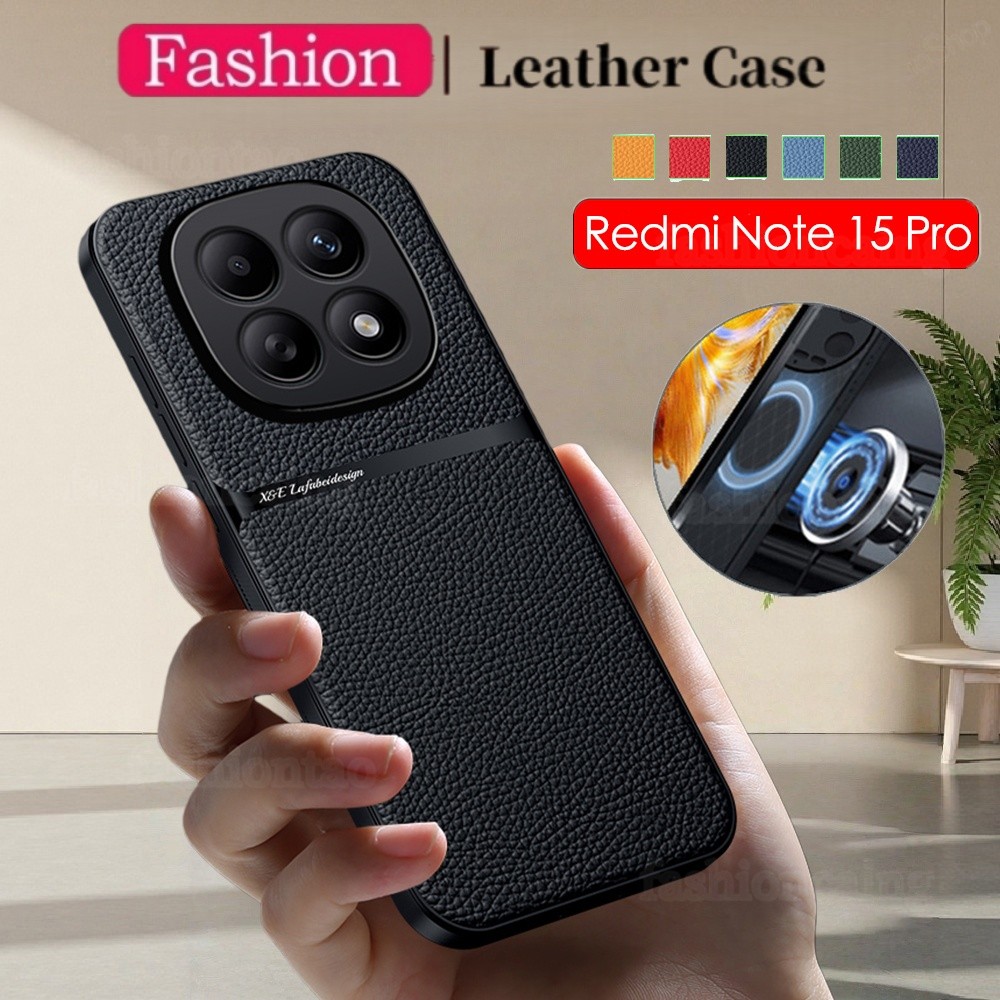 ปลอกสําหรับRedmiหมายเหตุ 1 5 15 Pro Plus 15ProPlus 15Pro + Note15 Pro Note15Pro + Note15Proplusหรูหราหนังโทรศัพท์กรณีกล้องเลนส์กันกระแทกปกหลัง