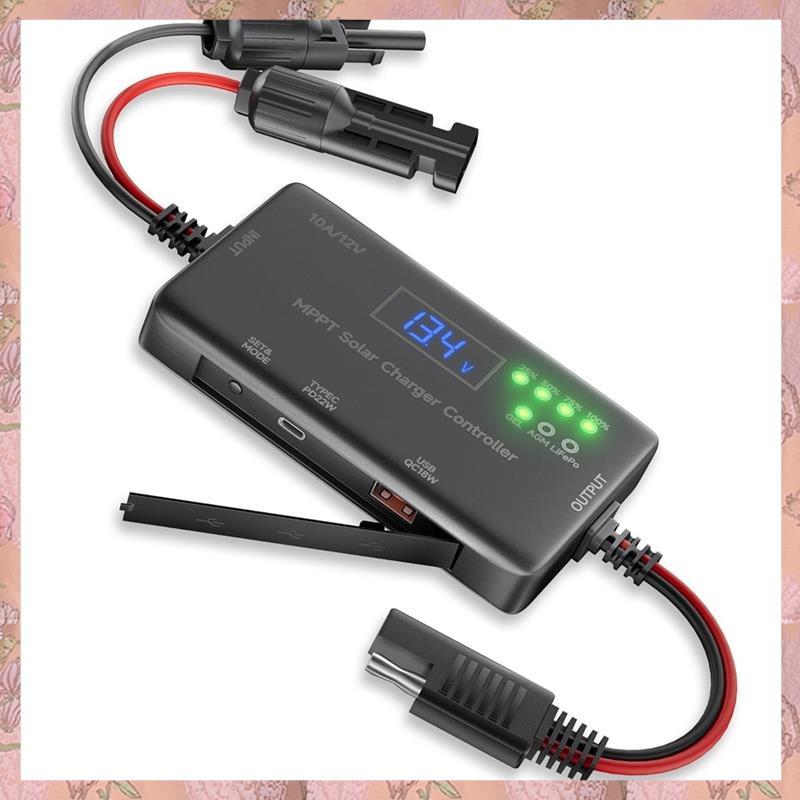 [h3w732xnj.ph] MPPT ตัวควบคุมการชาร์จแผงโซลาร์เซลล์ 12V 10A เอาต์พุต USB สุก, อินเทอร์เฟซ Type-C สํา
