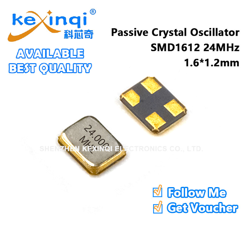 (1-10 ชิ้น) 1612 24MHz SMD Passive Crystal Oscilator 4Pin 1.6*1.2 มม.ควอตซ์ Resonator