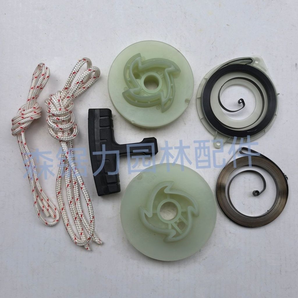 Fu Shihua Chainsaw 365/372/450/445 เชือกสตาร์ทเตอร์ดึงจานสปริง Hushuana ดึงที่จับเชือก -