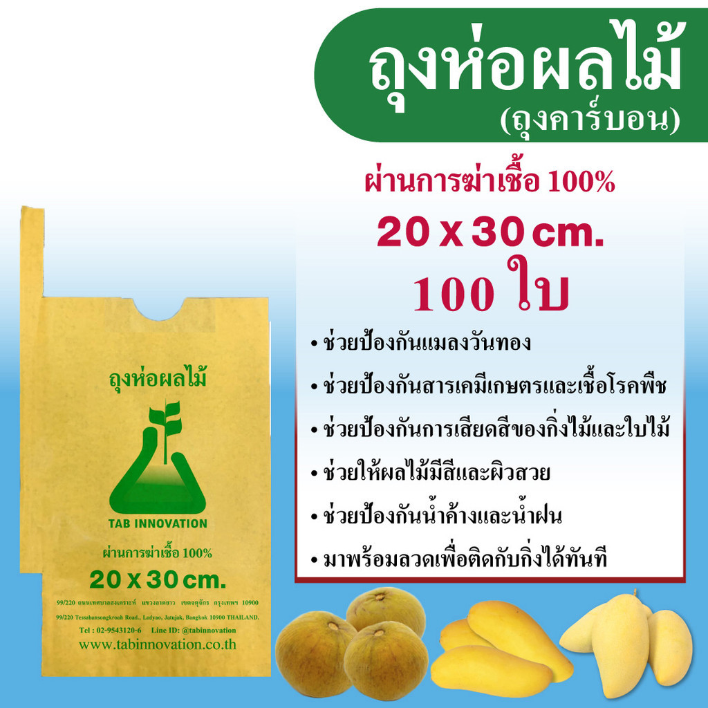 300pcs ถุงกระดาษคาร์บอน ถุงห่อผลไม้ ขนาด 20x30 ซ.ม. จำนวน 100 ใบ ถุงห่อมะม่วง ถุงคาร์บอน ทีเอบี ป้องกันแมลงวันทอง - รูปที่ 6