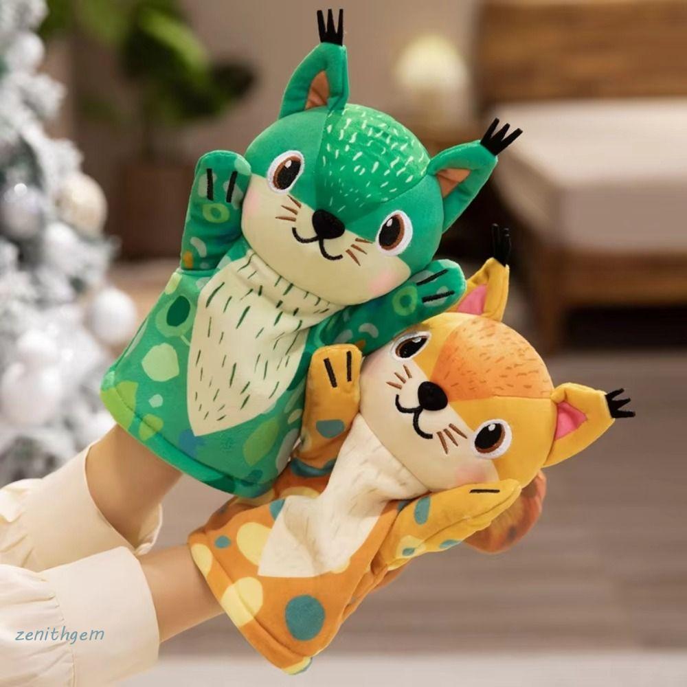 ZENITHG หุ่นมือสัตว์, Squirrel Storytelling ตุ๊กตากระรอกของเล่น,ตุ๊กตา Props ของเล่น Movable ปาก Ear