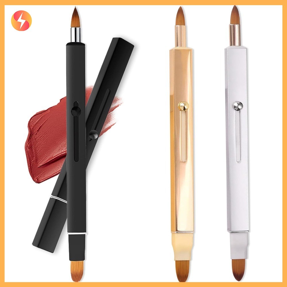 Retractable Double Ended Lip Brush Dual Head Lipstick ลิปกลอสอายแชโดว์แปรงแต่งหน้า