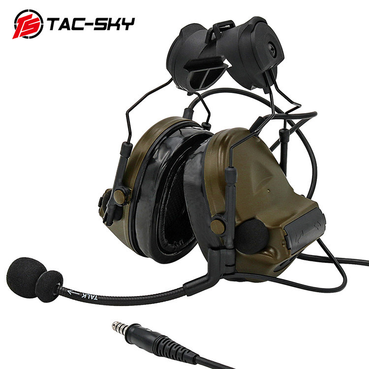 ชุดหูฟัง TAC-SKY กับขายึดราง ARC ซิลิโคน แบบ COMTAC II/C2 ลดเสียงรบกวน สำหรับทหารสีเขียว