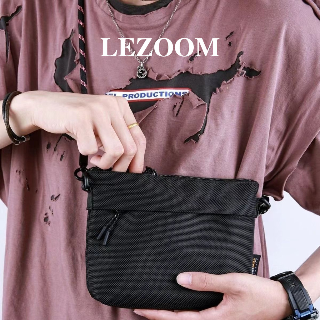 LEZOOM กระเป๋าสะพายไหล่กันน้ำ  ทำจากไนลอน กระเป๋าสะพายข้างอเนกประสงค์ สำหรับใส่มือถือ ใช้กลางแจ้ง