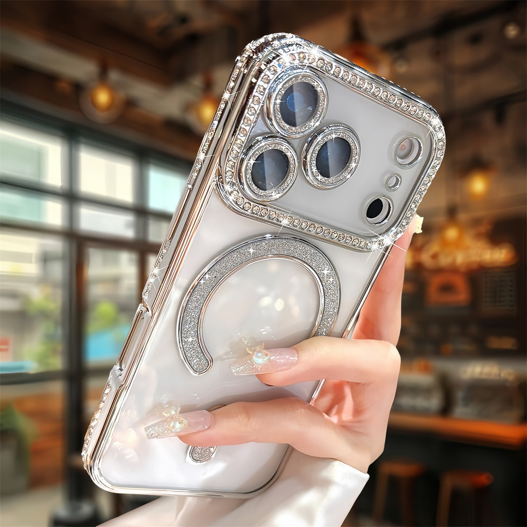 ใหม่ปลอกหรูหรา 6D ชุบ Glitter Diamond เคสโทรศัพท์สําหรับ iPhone 17 Pro Max 17 Pro 17 Soft Tpu โปร่งใ