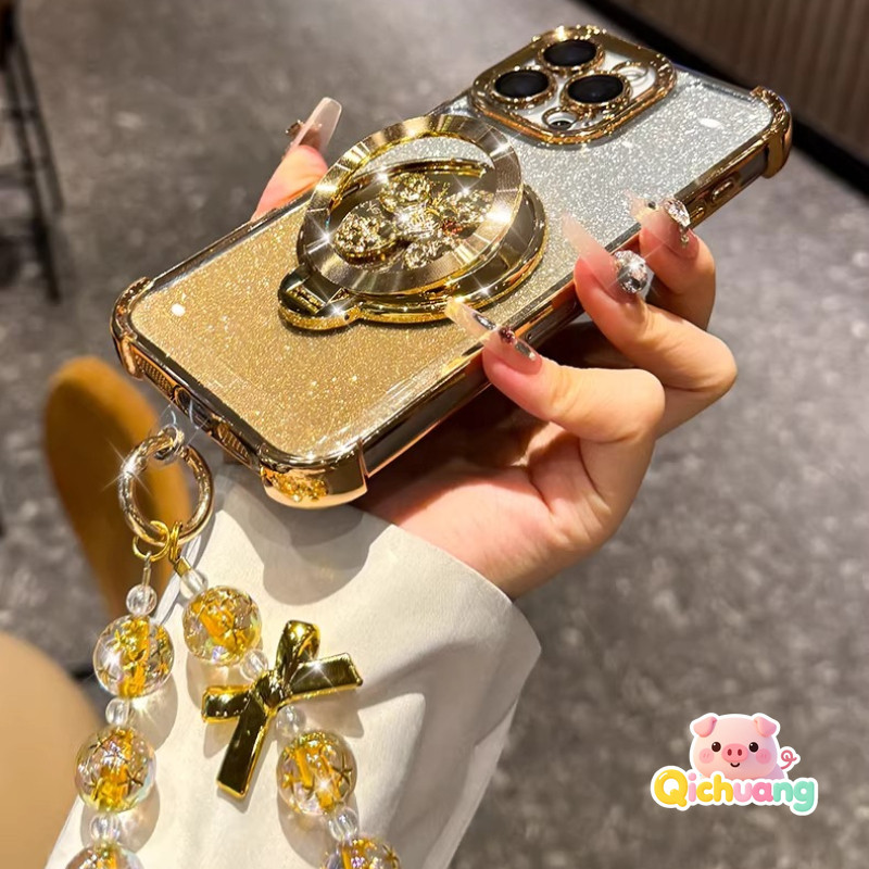 Shiny Bowknot สร้อยข้อมือสําหรับ Google Pixel 10 9 8 7 Pro XL 9A 8A 7A GooglePixel10 GooglePixel9 ฝา
