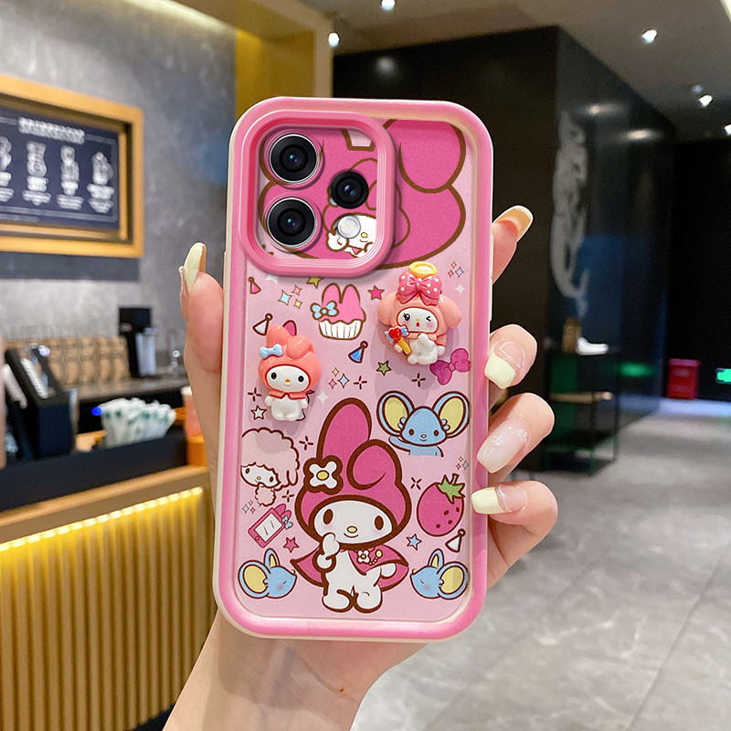 เคส OPPO Reno 15 (5G) ลูกถ่านหินสีดํา/กลัว Qiagou/Mischievous Melody/สีสันเครยอนชินจัง/Kite หยก Guigou/KT แมวการ์ตูน Sticky ตุ๊กตาเคสโทรศัพท์ - รูปที่ 3