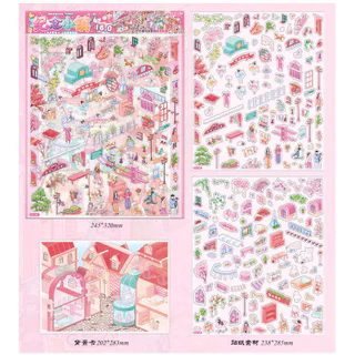 Idako [Small Town Street View Series] สติ๊กเกอร์ภูมิทัศน์ 3D ขนาดใหญ่ Street Town House SS807