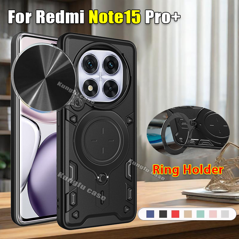สไลด์กล้องเลนส์ปลอกสําหรับRedmiหมายเหตุ15 14 Pro + Plus Note15 ProPlus 5G 4Gกันกระแทกเคสโทรศัพท์เกราะแหวนปลอกวงเล็บStent Pushกล้องเลนส์ป้องกันฮาร์ดปกหลัง