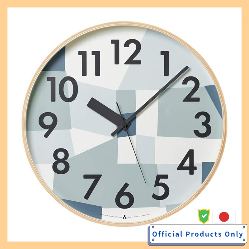 Lemnos Wall Clock Natural Wood Blue KASUMI AWA19-11 BL Diameter 35.4cm AWA19-11BL