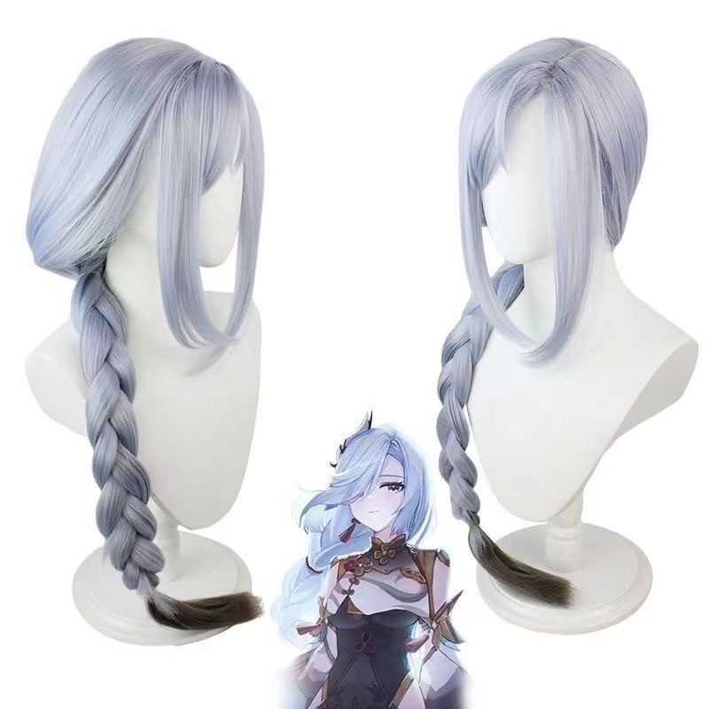 Original God Shenhe Cos Wig Glass Moon Guchen Thick Twist Braid Dyed Gradient Rose Net Wig qRDY