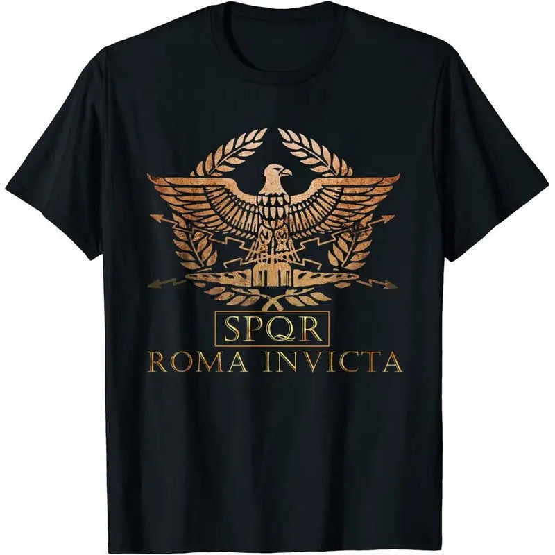 SPQR - Roma Invicta - เสื้อยืด Unruly Rome 100% ผ้าฝ้าย คอ O แขนสั้น เสื้อยืดผู้ชายขนาด S-3XL