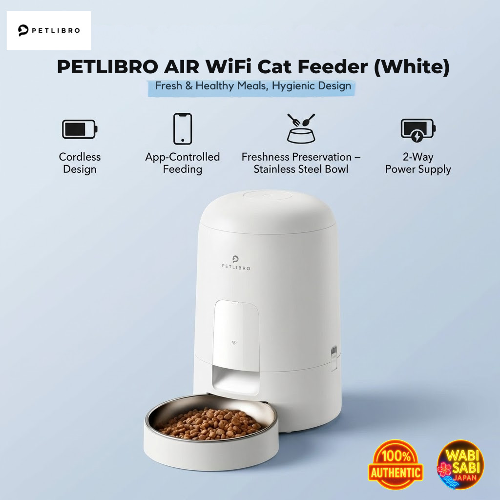 PETLIBRO AIR WiFi Cat Feeder - Cordless, App-Controlled, 2L, Stainless Steel, Easy Clean