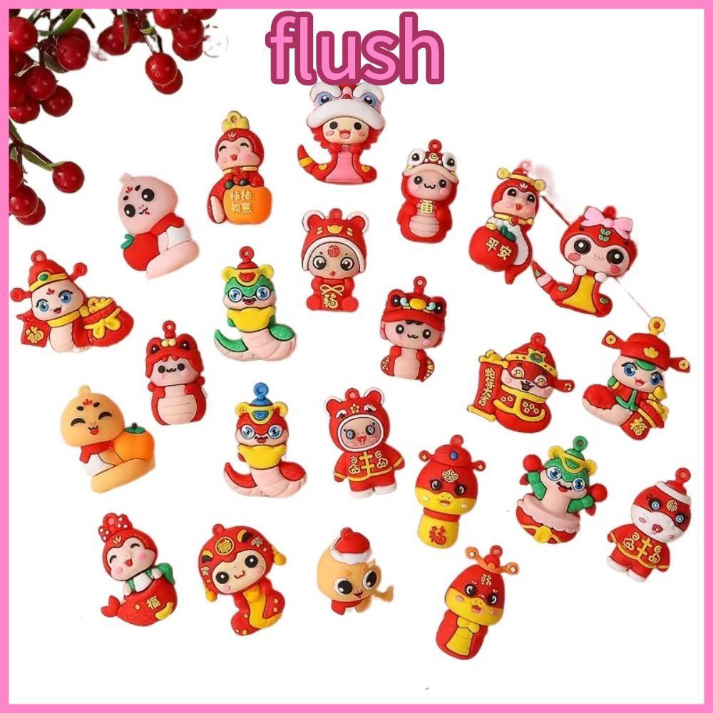 FLUSH Blind Bag, Pinch Family 5PCS Miniature Snake, การ์ตูน Decompression Little Snake ตุ๊กตาพลาสติก