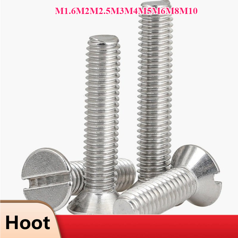 GB68 304 สแตนเลส one-word slot consunk หัวสกรู slotted สกรูหัวแบน M1.6M2M2.5M3M4M5M6M8M10MZ-YH