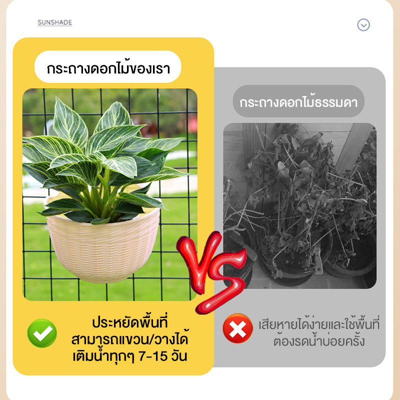 แขวนกระถางดอก ดีไซน์ครึ่งวงกลม กระถางดอก พร้อมตะขอแขวน วัสดุพลาสติกหนาพิเศษ สําหรับติดผนัง กลางแจ้ง - รูปที่ 3