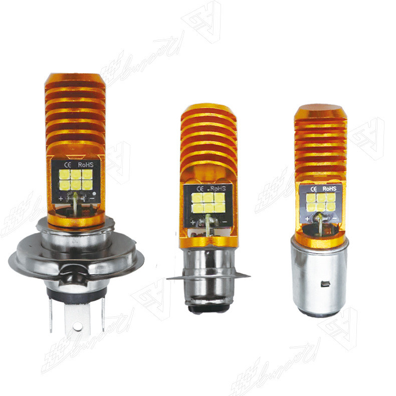 ไฟหน้า LED รถจักรยานยนต์ดัดแปลงไฟหน้ารถยนต์ไฟฟ้า 3030 สองด้าน 12smd ไฟหน้า H4 BA12D