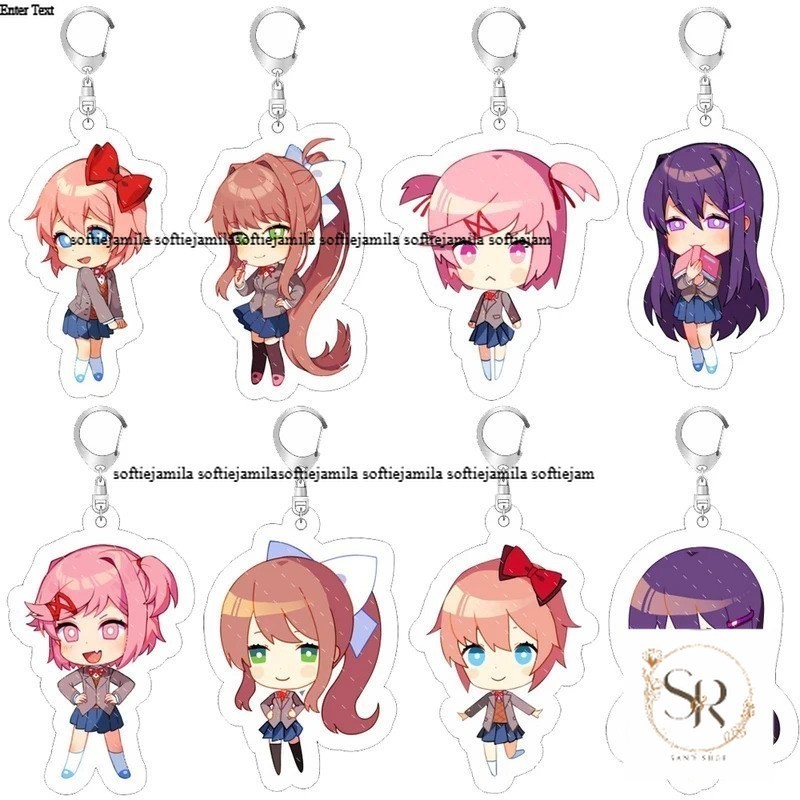 พวงกุญแจอะคริลิค Anime Literary Club Doki, Sayori Natsuki, Yuri Monika, รุ่น Q น่ารัก, ใบหน้า