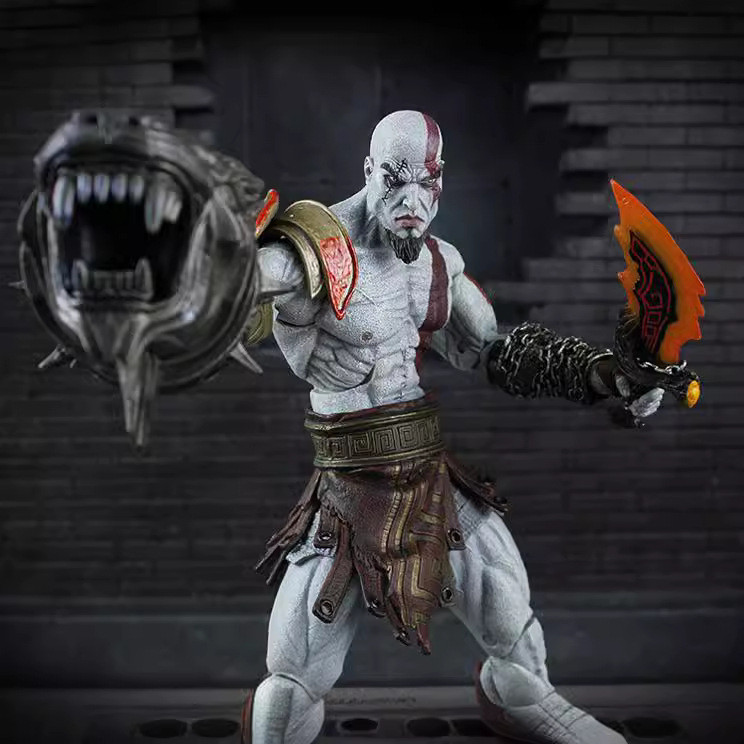God of War 3 Kratos 23cm Kratos Lion Flame Knife Movable Model Jewelry Boxed Figure Ready Stock จัดส