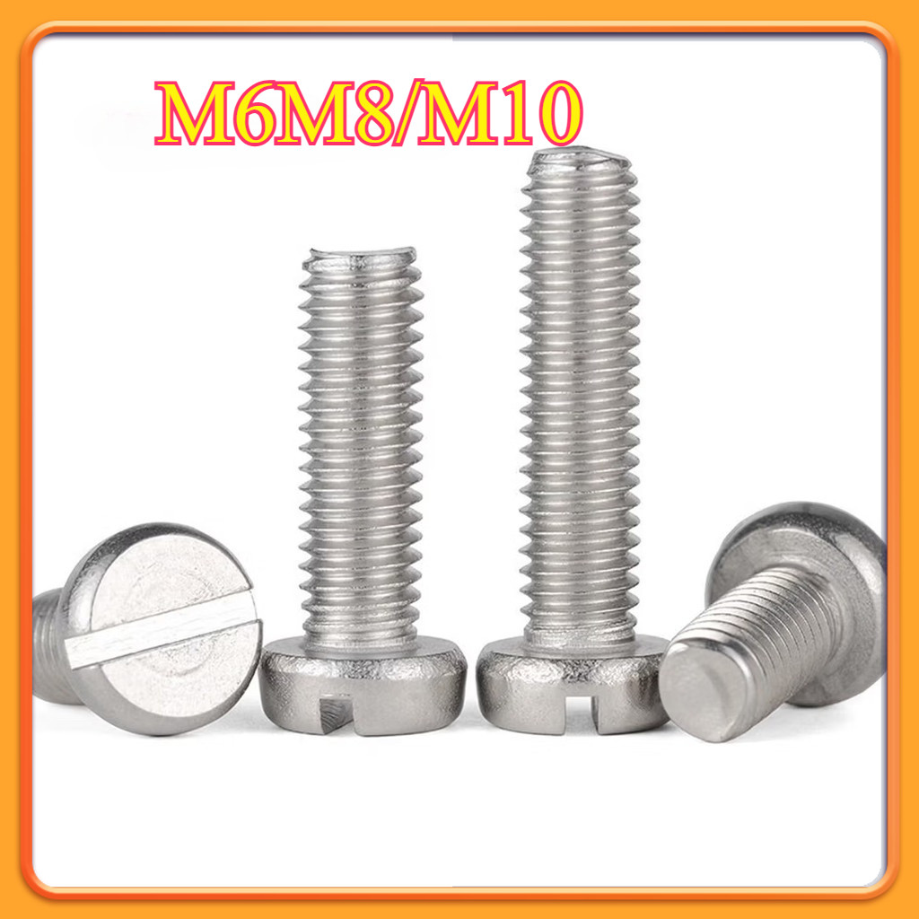 304 สแตนเลส one-slot สกรูหัวทรงกระบอก GB65 สกรู slotted หัวกลม bolt M6M8/M10YXSH-1