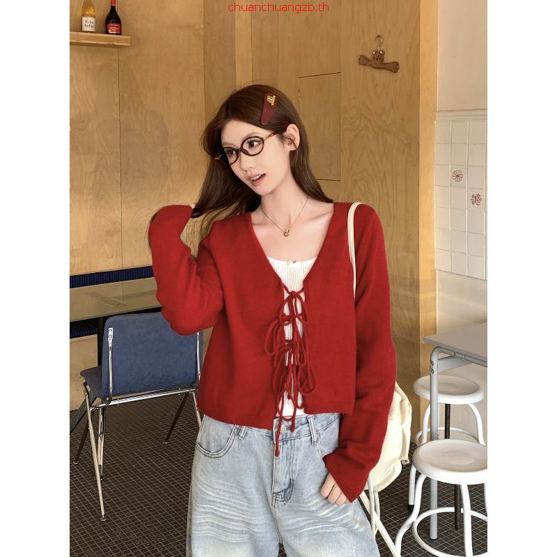 Jazmi Cardigan - คาร์ดิแกนเสื้อครอปสีแดง nhien.official BA532