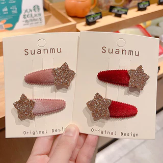 กิ๊บติดผมเด็กรูปดาวห้าแฉกแวววาว ดีไซน์เจ้าหญิง ทำจากกำมะหยี่ เรียบง่าย เหมาะสำหรับเด็กผู้หญิง