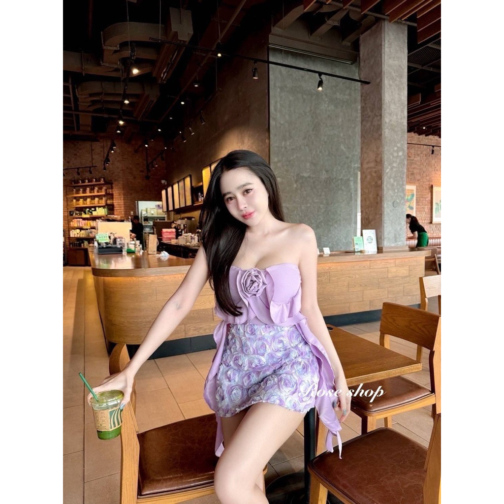 💕❤️ꫛꫀꪝ  c o ll e c t i o n ✨💕   เซท 2 ชิ้น  คอลใหม่ฉบับบ สาวเวียดนาม  เสื้อผ้าซาร่า แต่งอก ดอกไม้  ก