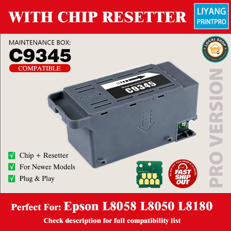 [ขายส่ง] C9345 กล่องบํารุงรักษาชิปรีเซ็ตสําหรับ epson L8058 L8050 L6578 L6558 L8180 L15180 L6580