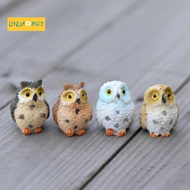 [dizhong2] 16 ชิ้น Miniature Night Owls ตุ๊กตา Fairy Garden Mini รูปปั้นสัตว์ของเล่น Moss Terrarium 