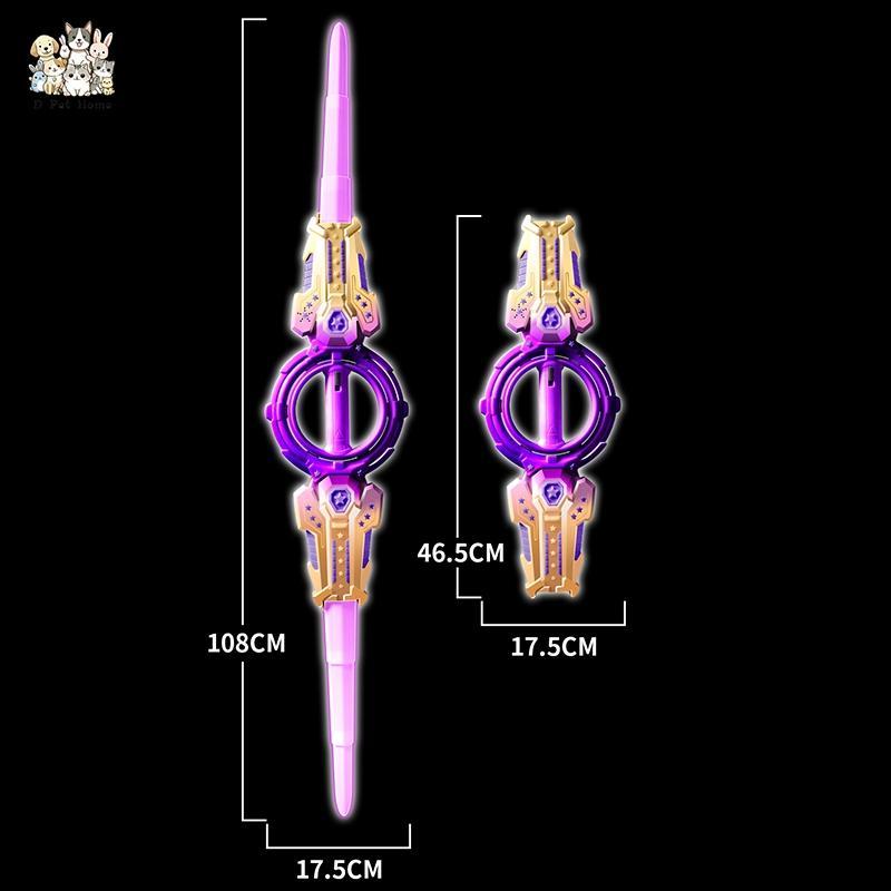 ดาบเลเซอร์ของเล่นของขวัญ 7 สี LED Light Boy toys ชาร์จได้ ดาบของเล่น เด็กดาบหมุน พับเก็บ เสียงการต่อสู้