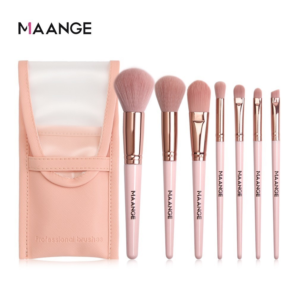 MAANGE ชุดแปรงแต่งหน้า 7 ชิ้น Fluffy Full Make up Brush ชุดเส้นใยไนลอนเครื่องมือแต่งหน้าความงาม