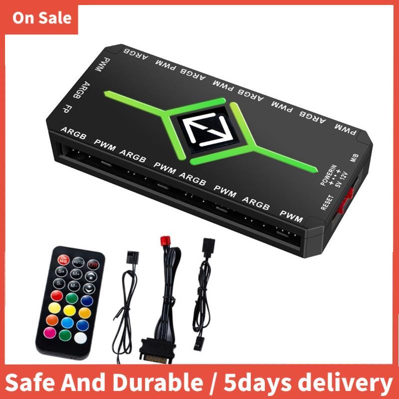 5V 3 Pin ARGB Controller Cooling 4 Pin PWM พัดลม Hub PWM ARGB พัดลม Hub สําหรับ 5V แอดเดรส ARGB คอมพ