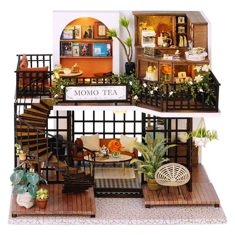 025 [Jungle Mocha] Handmade diy Cottage House DIY Doll House Kit diy Wooden Handmade Model