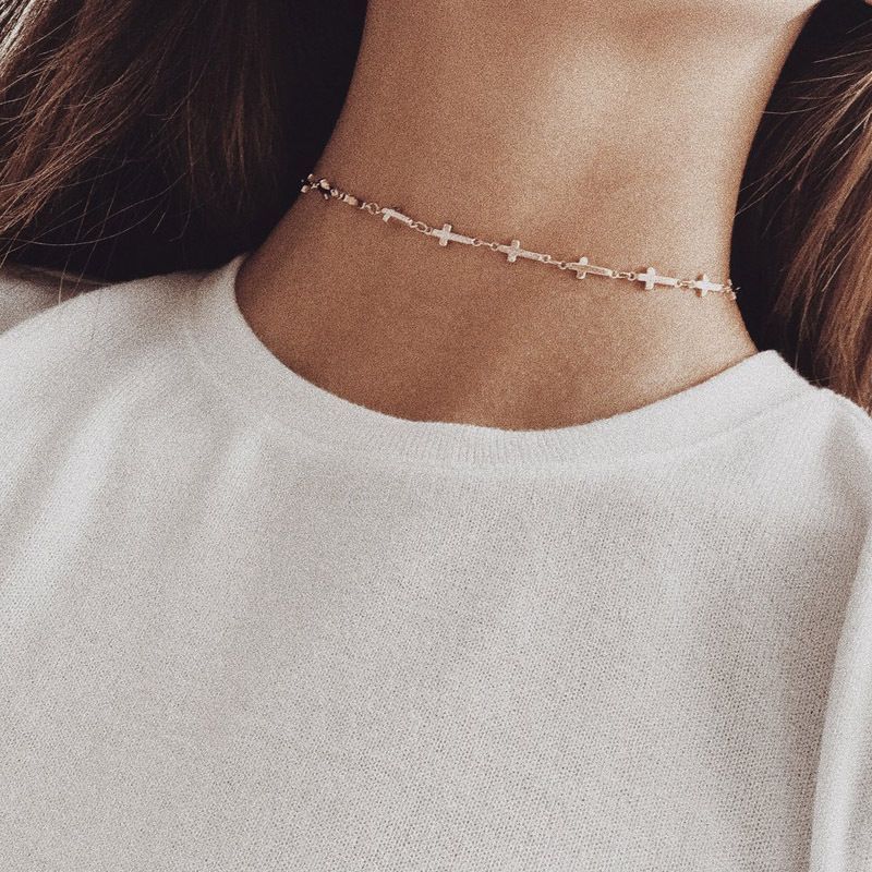A New Product[Comfortable and Durable]New Product Fashion chocker Cross Necklace Choker Collar Chain