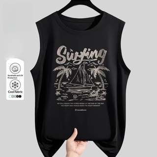 🌈มีหลายแบบ🌈เสื้อยืดแขนกุดผู้ชาย ลายทรอปิคอล🌴 สไตล์ชายหาด ใส่เที่ยวฤดูร้อน ☀️