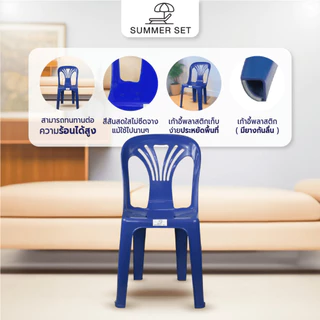 The Magnet SUMMER SETเก้าอี้พลาสติกพนักพิง รุ่น หยก FT-220/B สีน้ำเงิน
