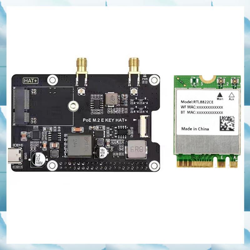 [WSB] สําหรับ 5 PCIe ถึง M.2 E KEY พร้อม PoE HAT + บอร์ดขยาย RTL8822CE การ์ดเครือข่ายไร้สาย Dual Ban