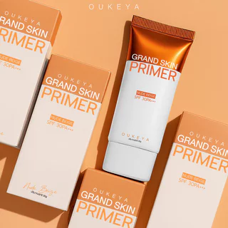 OUKEYA Grand Skin Primer Nude Beige 30g ไพรเมอร์สีนู้ดเบจ โอกิยะ ช่วยปรับโทนผิวให้สม่ำเสมอแบบธรรมชาติ.