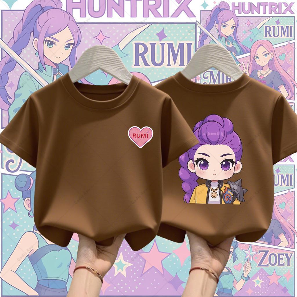 Rujinu Huntrix ดีไซน์นักล่า เสื้อยืด Krew Kapas แฟชั่นKpop สําหรับเด็กผู้ชาย
