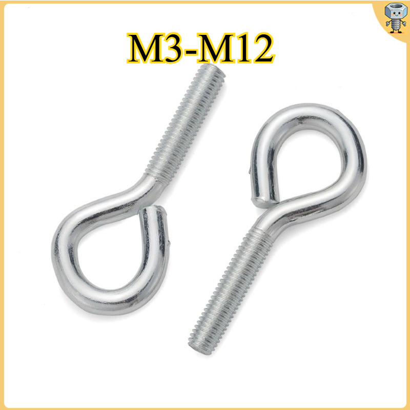 ตะขอตัว C ตะขอเกลียวปล่อย ตะขอสกรูเกลียวปล่อย ที่แขวนรูปตัวซี ห่วงเกลียวปล่อย ชุบสังกะสี M3M4M5M6M8M