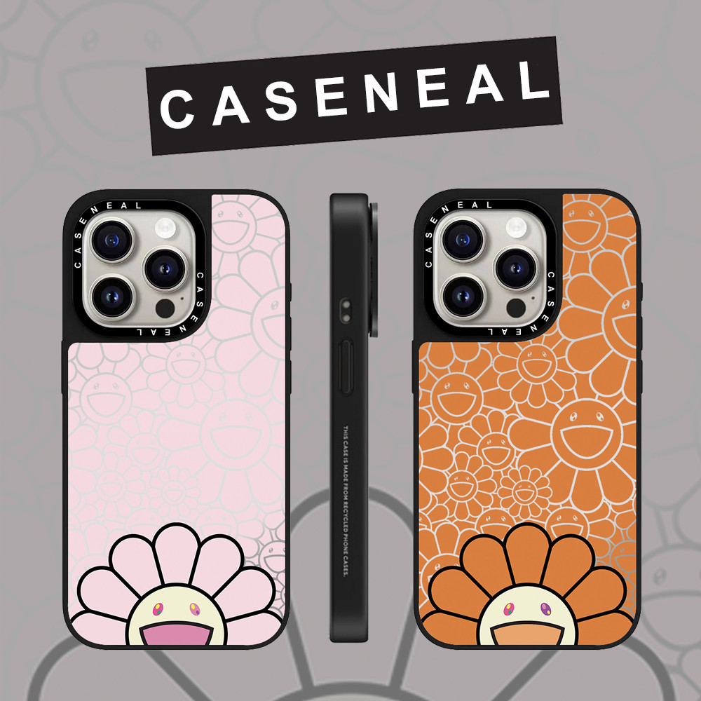 CASENEAL Graffiti dopamine กระจกดอกทานตะวัน face เคสโทรศัพท์สําหรับ iPhone 17 Pro Max 16 ProMax 15Pro 14 Plus 13 12 11 โทรศัพท์กันกระแทกขอบนุ่มฮาร์ดป้องกันกรณี