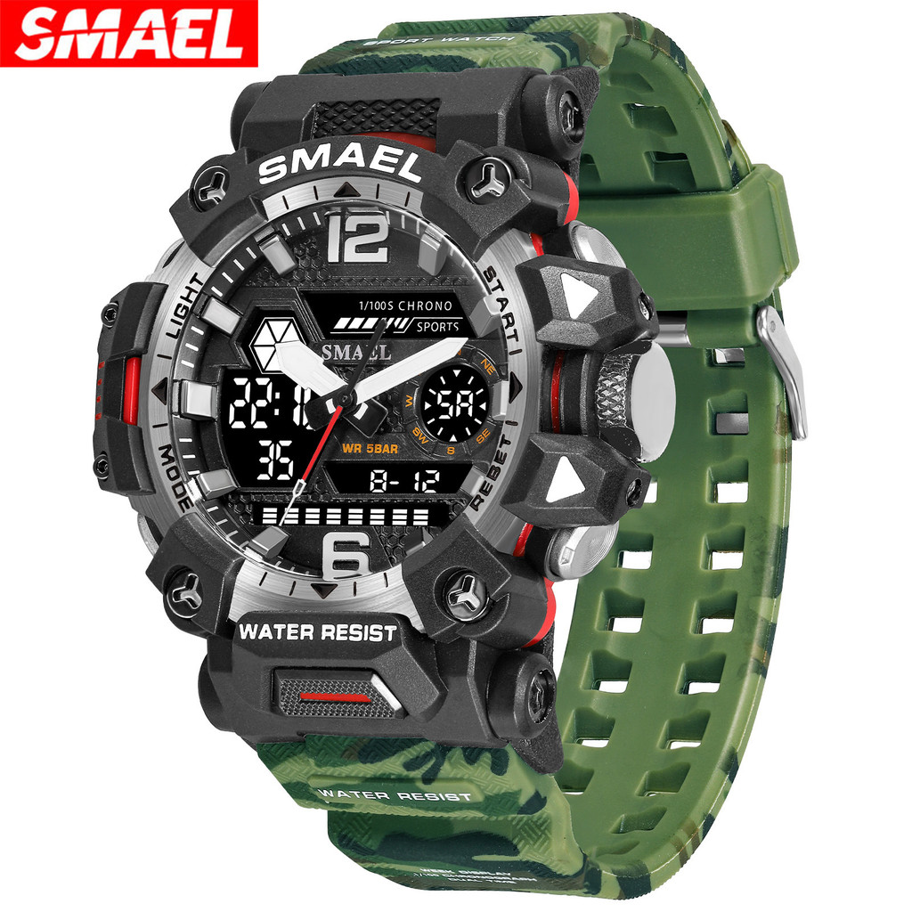 SMAEL New Tactical Mens Camo Watch - Military Inspired Alloy, Waterproof Glow-in-the-Dark Outdoor Di
