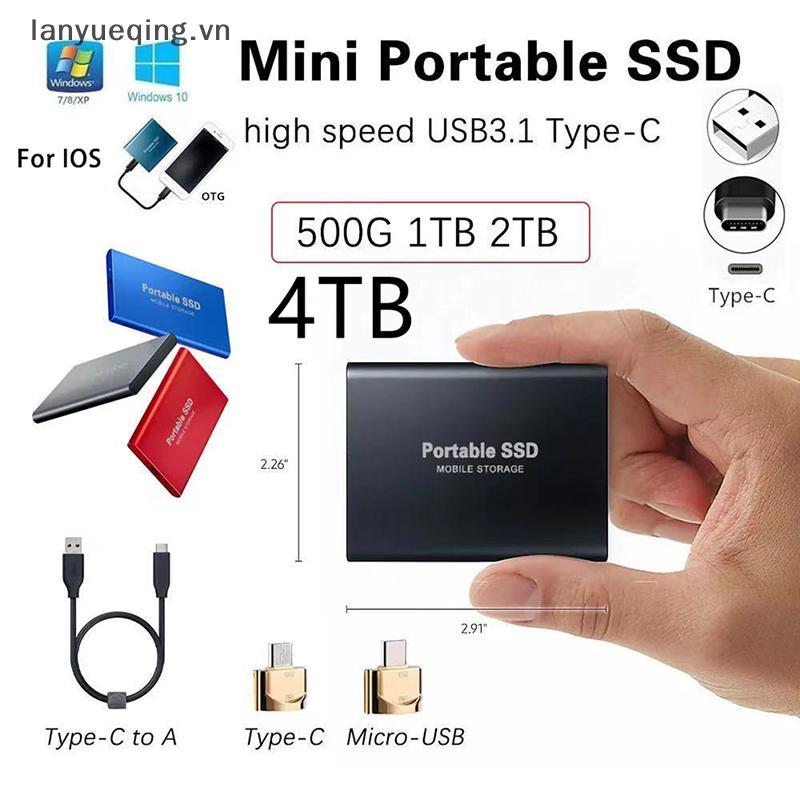 Lanyueq 4TB/2TB/1TBGB ฮาร์ดดิสก์มือถือ Type C USB3.1 แบบพกพา SSD Solid State Drive VN