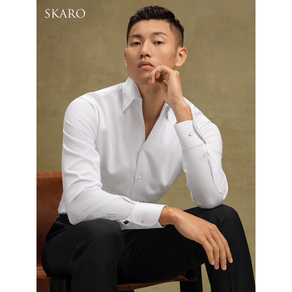 [Ray Total Same Style Non-Ironing Anti-Wrinkle] SKARO One Piece Collar Shirt Mens Business Official 