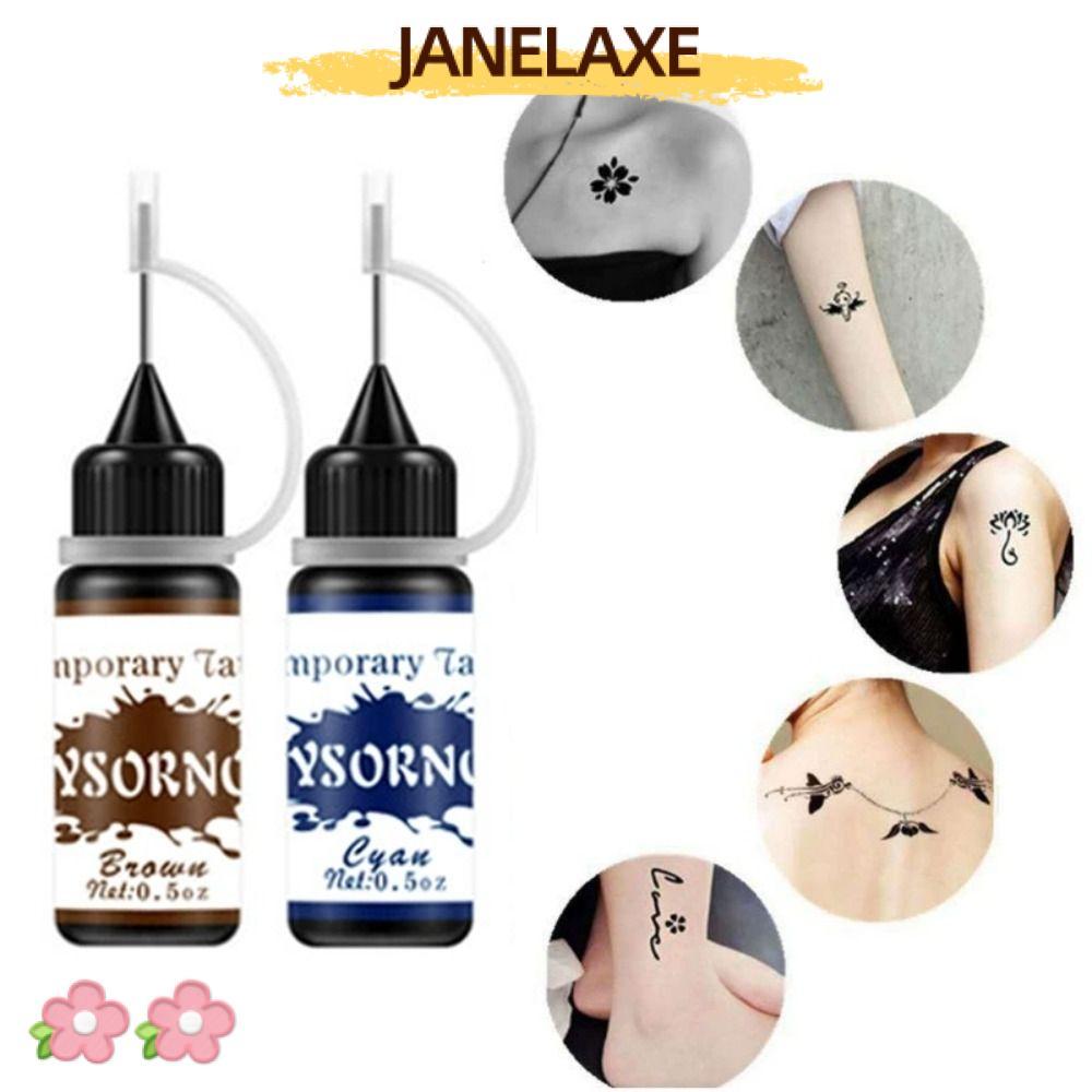 JANELAXE932JN หมึกสักชั่วคราว 10ml เคลือบเงาเพ้นต์เนรมิตลวดลายบนผิว ของขวัญอุปกรณ์แต่งหน้า