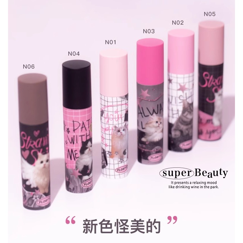 FLORTTE FLORTTE Meria Cream Lip Cream Matte Lip Mud Velvet ลิปสติก Lip Base Cream [yfe]