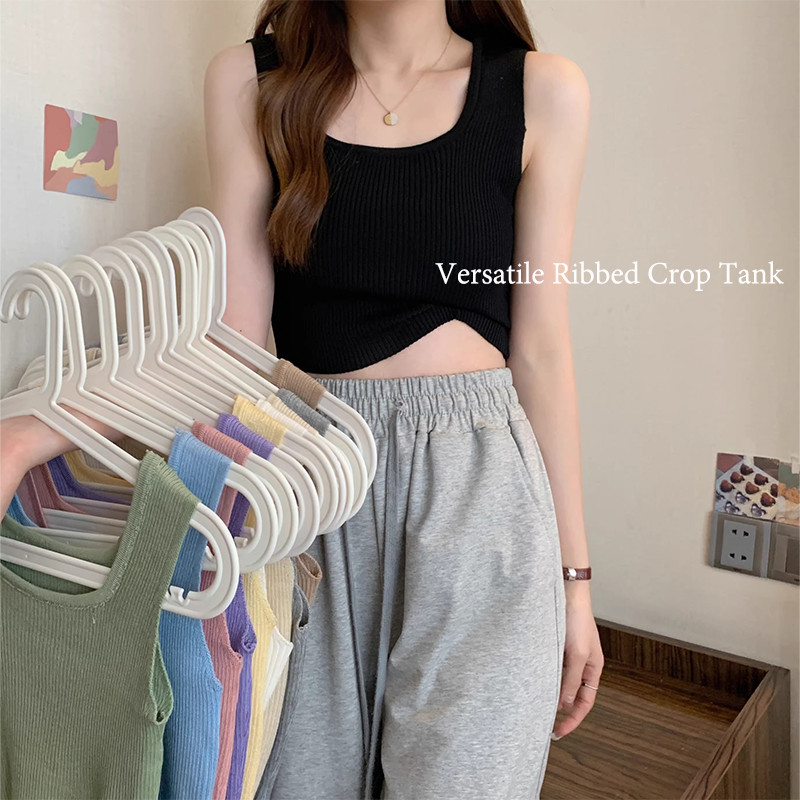 28019 เสื้อกล้ามถักทรงเข้ารูป เนื้อผ้านุ่ม สไตล์หวานๆ เรียบง่าย จัดส่งจากประเทศไทย 10 colour