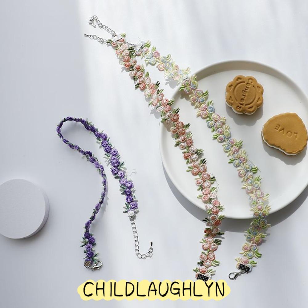 CHILDLAUGHLYN สายสะพายไหล่ ลายดอกไม้ โพลีเอสเตอร์ยืดหยุ่น กันลื่น สำหรับชุดชั้นในและชุดแต่งงาน